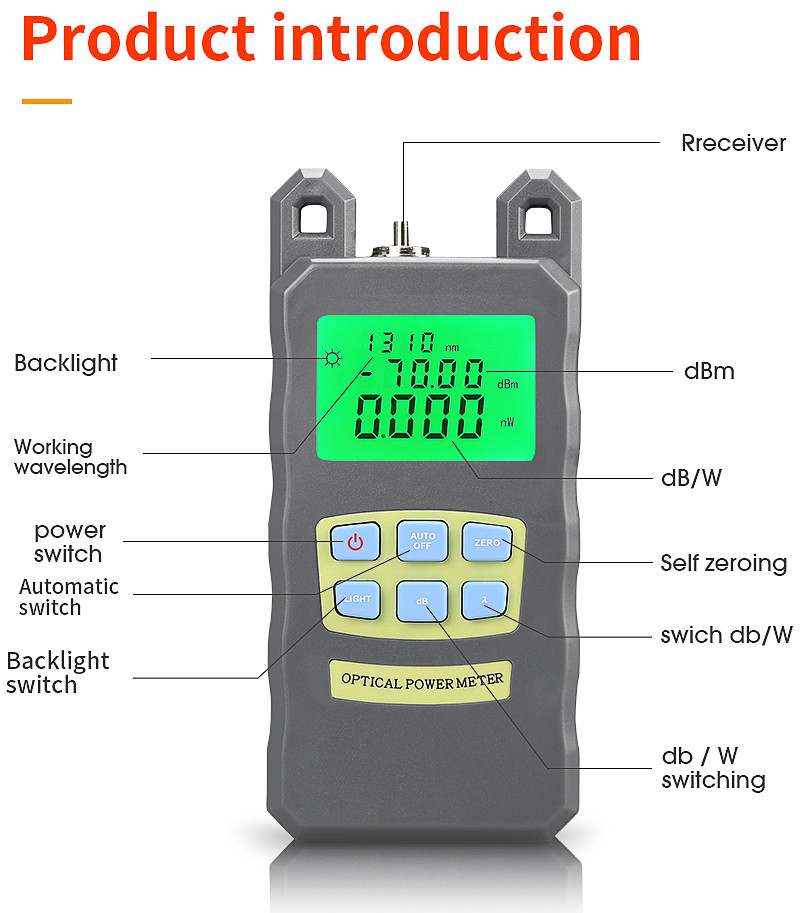 980 1300 1310 1490 1550 1625nm Handheld Optical Power Meter SC / FC Connector