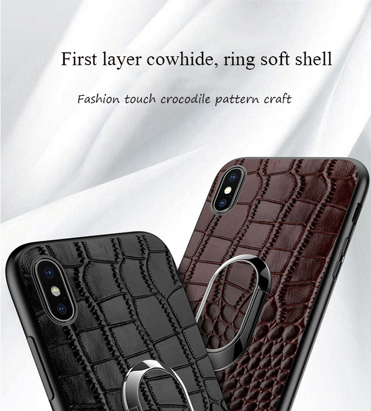 Genuine Leather Magnetic Ring Crocodile Mobile Phone Case for iPhone 14 Pro Max