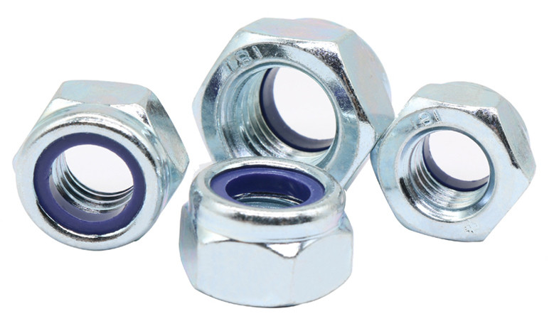 Factory Supply DIN985 Zinc Plated Steel Blue Nylon-Inserts Locknuts