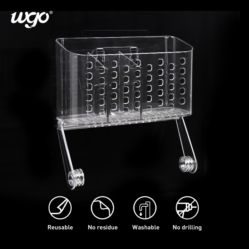 WGO Transparent Bathroom Wall Mounted Toilet Paper Holder Tissue Roll Dispenser with Phone Storage Shelf