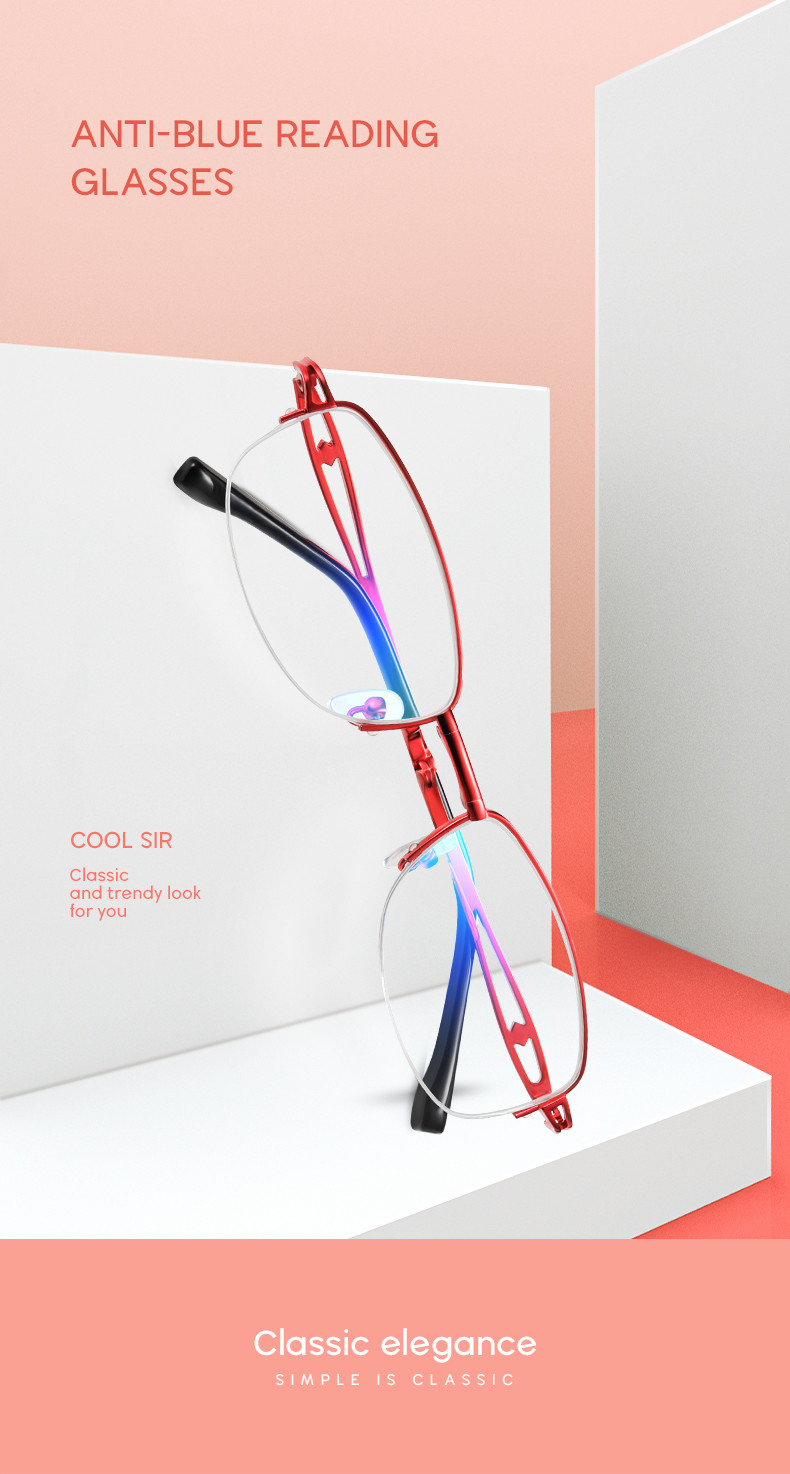 Red Classic Fashion Reading Glasses BSCI Folding Reading Glasses Anti Blue