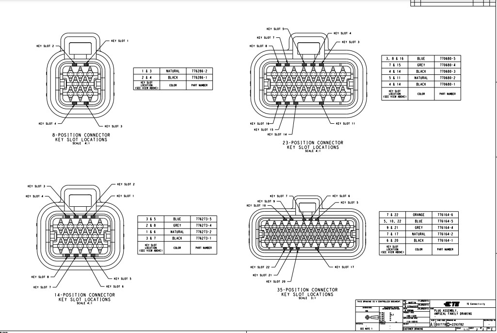 776273-1 TYCO AMPSEAL 14 Rectangular Connectors Housings Plug Black terminal block connector