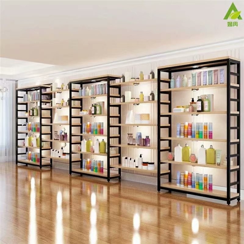 Grocery Store Metal Wood Supermarket Gondola ShelvingMetal/Wooden/Acrylic Display Shelf for Clothing/Shoes/Jewelry/Watch
