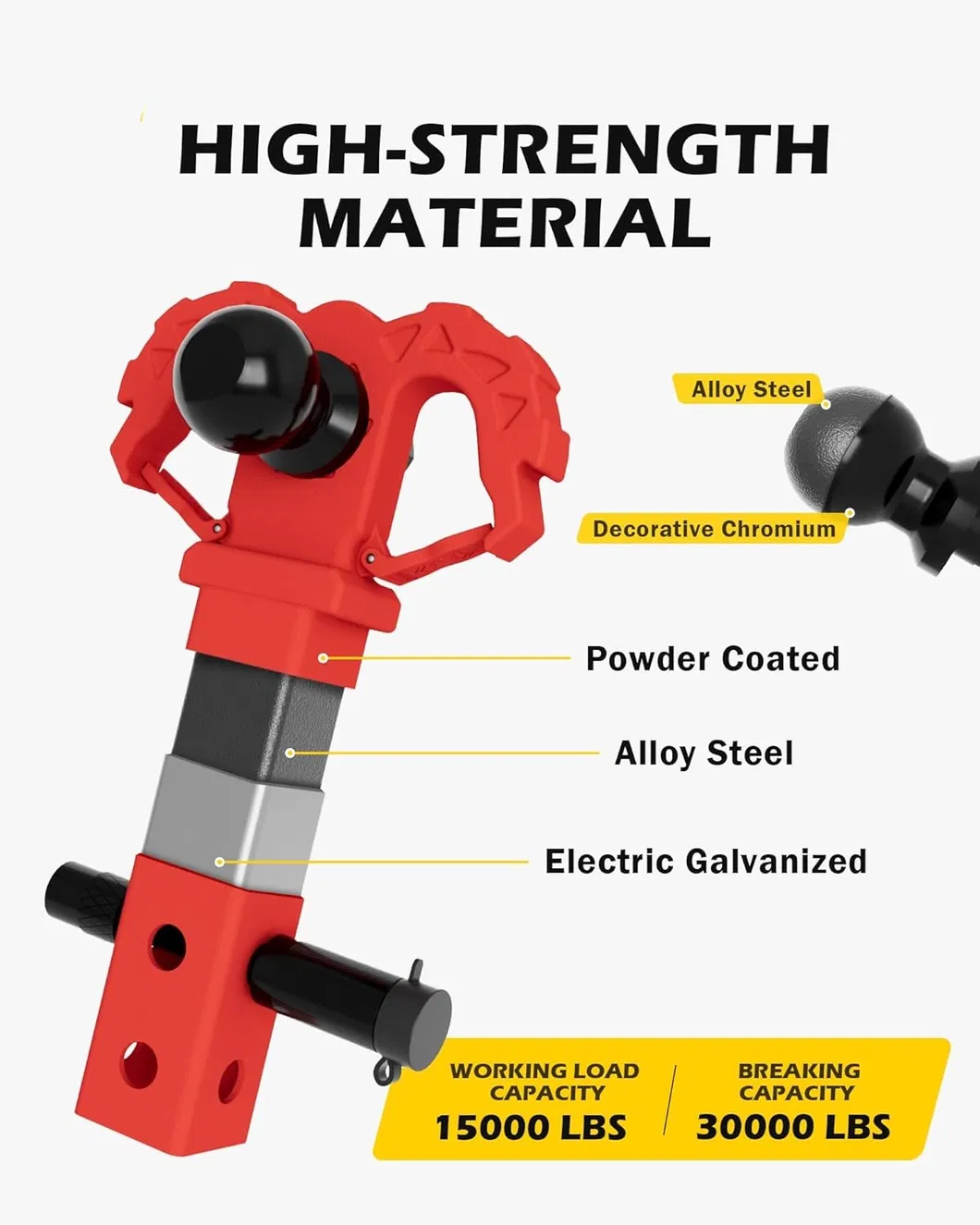 Yh3606 Towing Hitch Step, Trailer Hitch, with 2-Inch Ball Hitch and Trailer Hitch Pin, Drop Forged Steel Truck Hitch