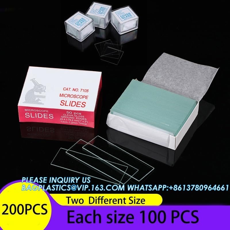 Microscope Slides And Covers, 100 Slides(1" X 3"), 100 Coverslips(0.87" X 0.87") Blank Glass Slides For Microscope