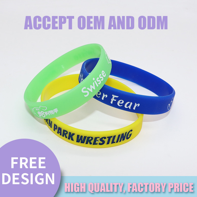 Waterproof Debossed Silicone Wristbands , Colorful Printable Silicone Wristbands