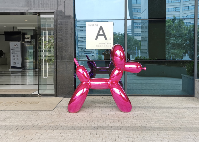 Modern Art Hot Pink Balloon Dog Resin Outdoor Fiberglass Sculpture