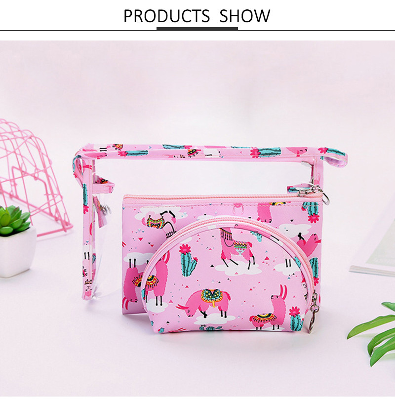 Waterproof Women Cute Cartoon Polyester Cosmetic Bag