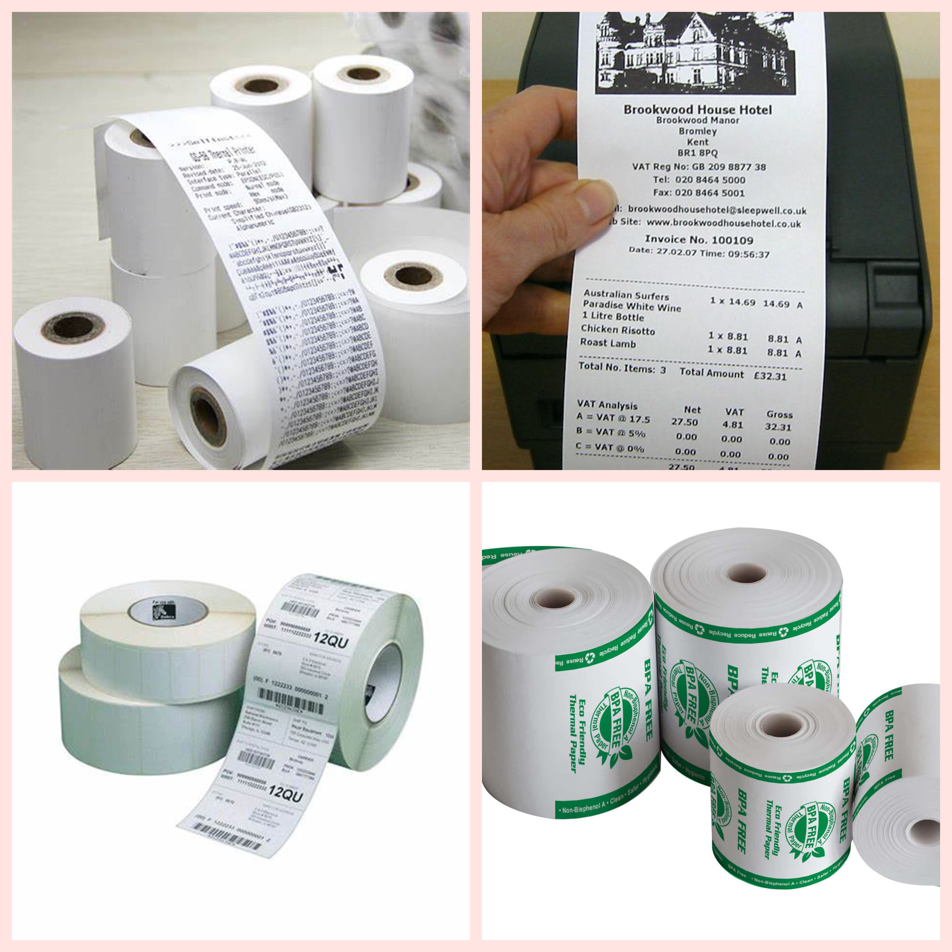Thermal Receipt Paper 65gsm High Bulk 90um White POS Paper Roll