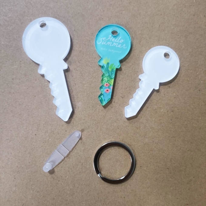 Sublimation Blank Key Shape Acrylic Keychain For Sublimation Heat Transfer Printing