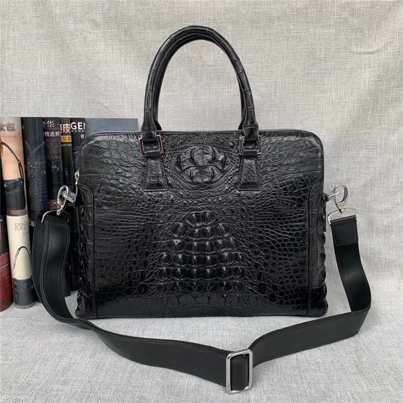 Authentic Crocodile Skin Businessmen Briefcase Laptop Handbag Genuine Exotic Alligator Leather Male Large Shoulder Bag