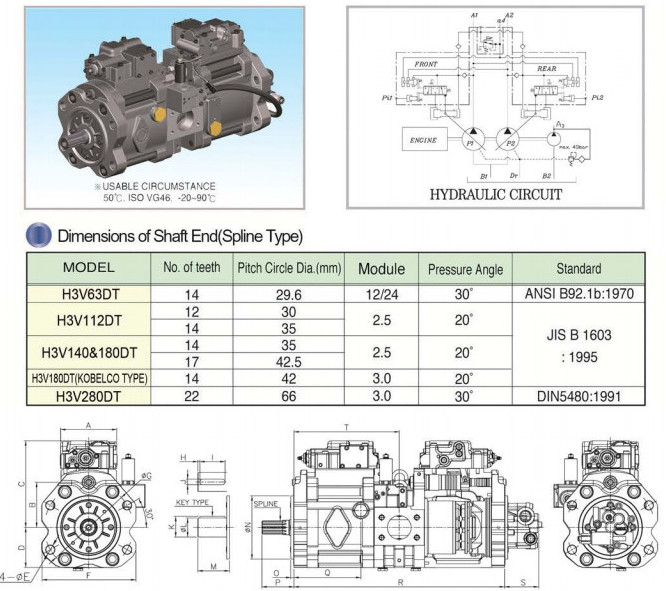 K3v112dt Hydraulic Pump , K3V112DT-9C14 Main Pump 39.2mpa Pressure