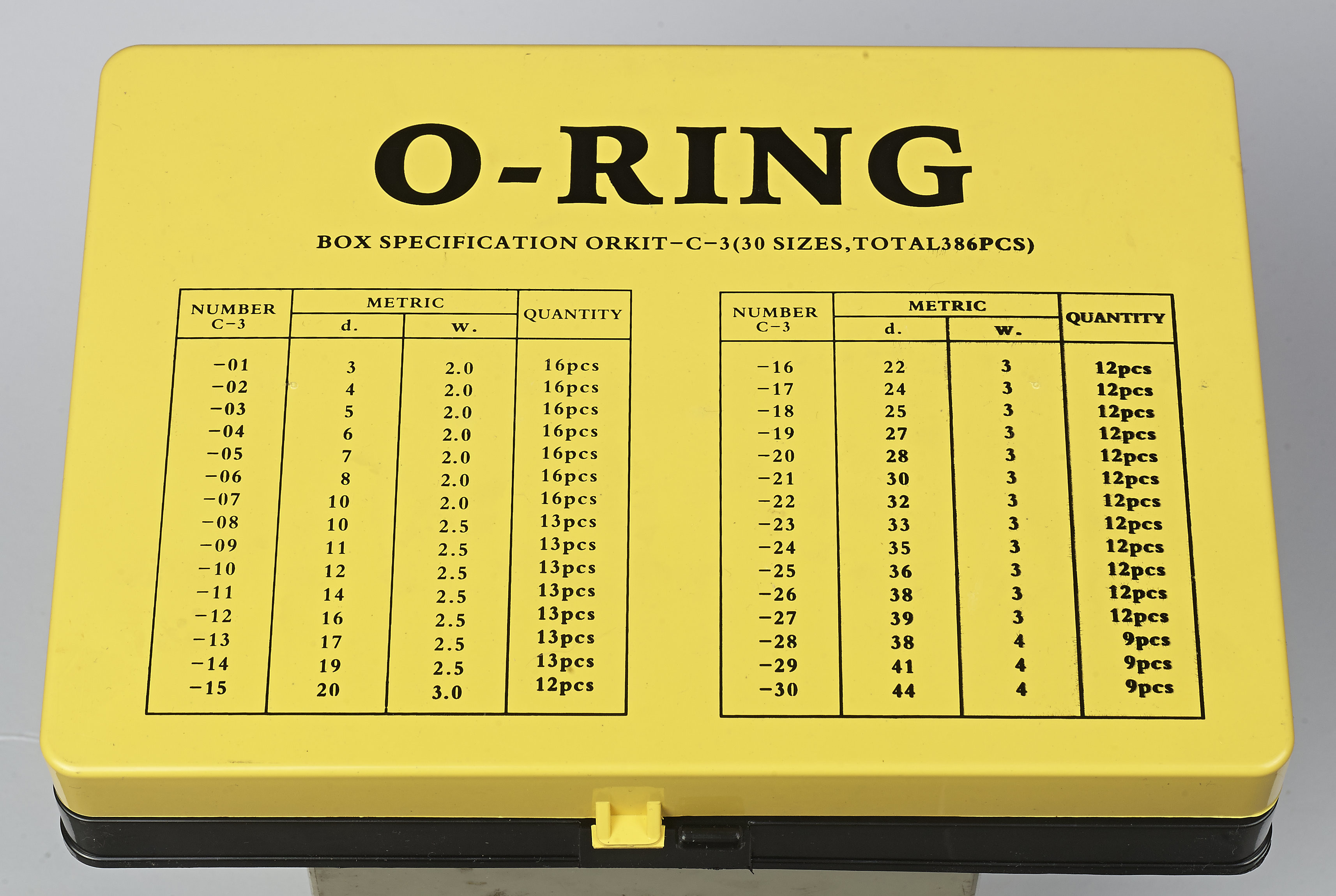 NBR Rubber O Ring Kit ISO3601 AS568A DIN3771 JIS B2401 Standard,Yellow and Red Color