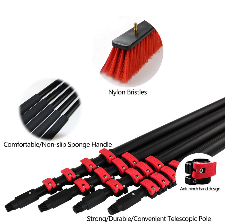 ISO9001 5.4m Black Carbon Fiber Solar Module Cleaning Brush