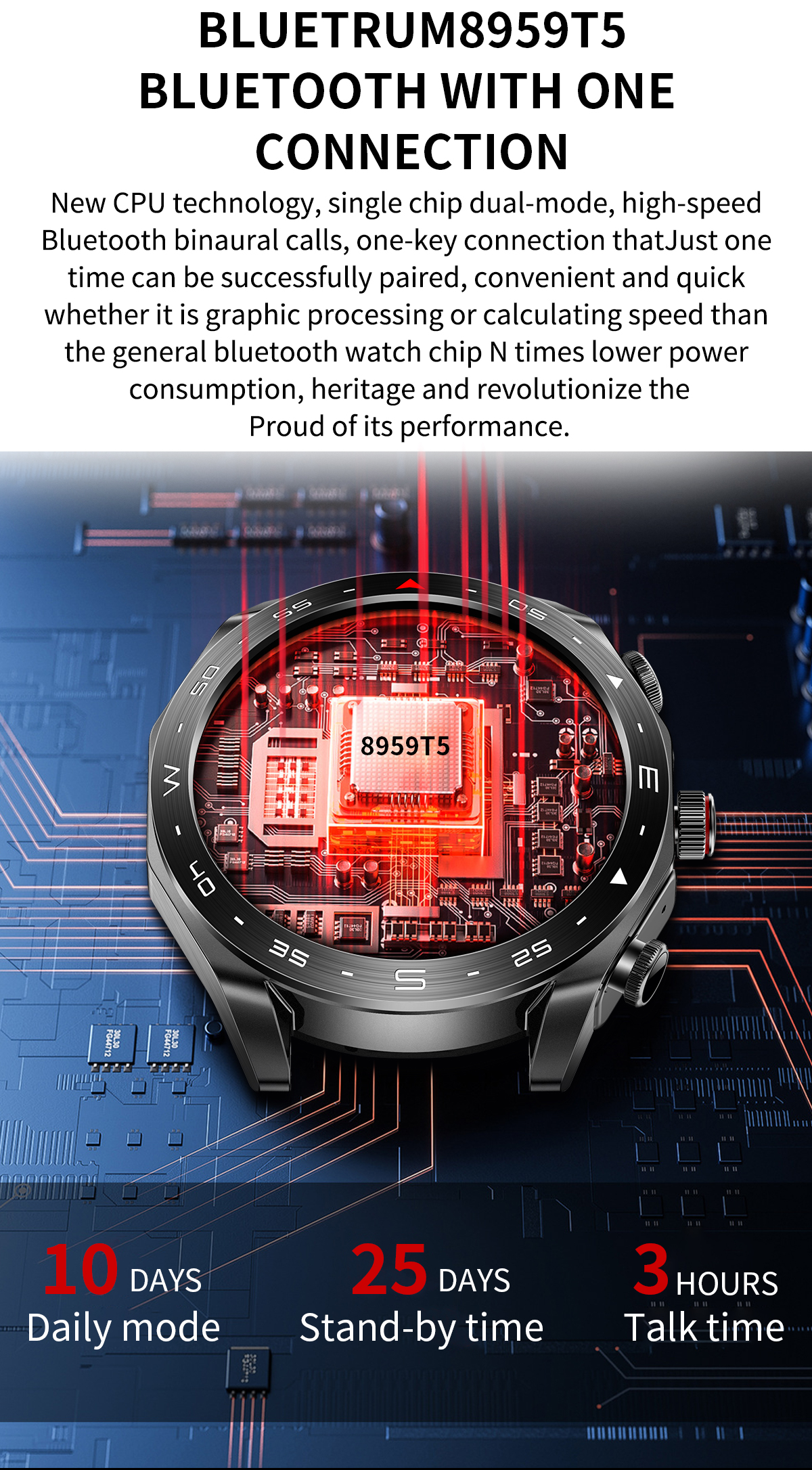Long Battery Life TWS Support Smartwatch With Music Bracelet Syncs