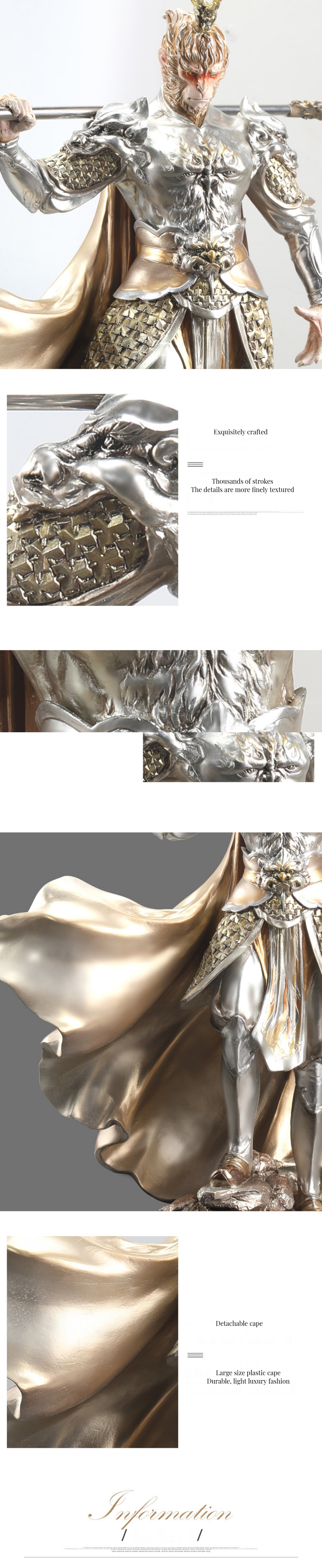 Fiberglass Monkey King Takes on Buddha Customized Color Home Accessories for TV Cabinet