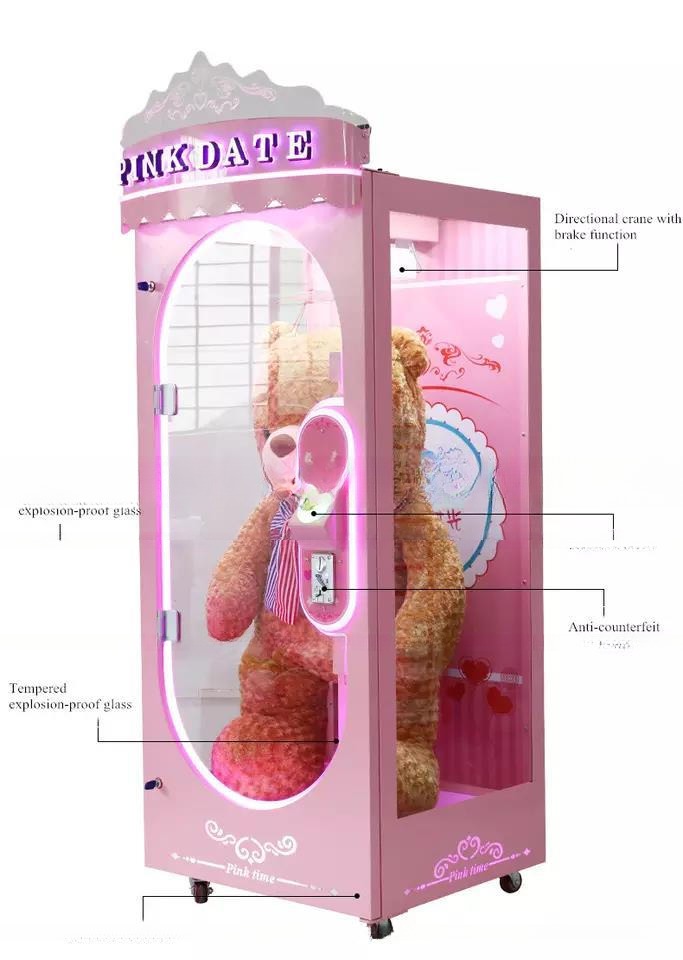 Dreamland factory coin operated cut ur prize vending machine bill acceptor ICT pink date big toys game machine