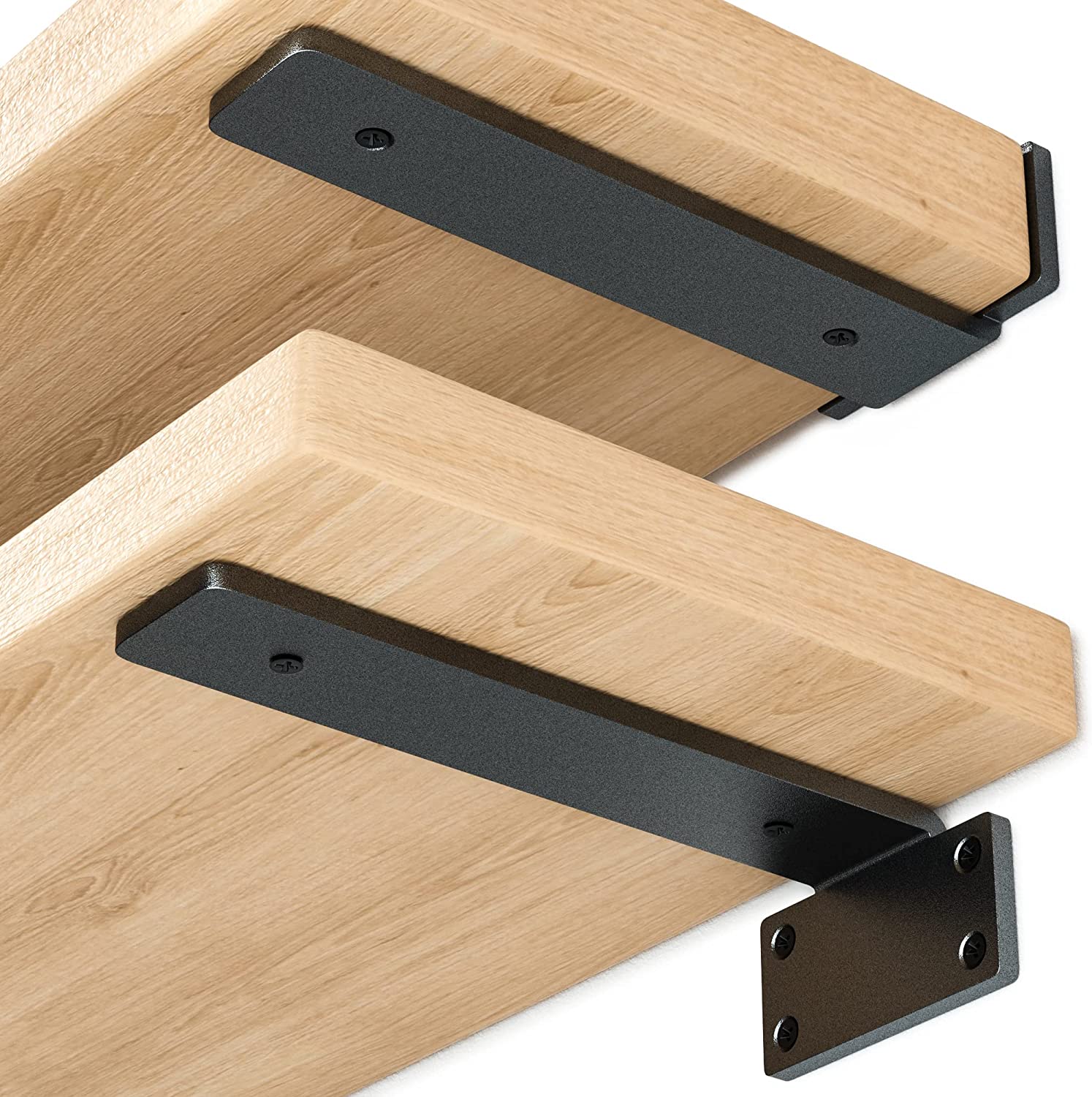 8 Inch Black Metal L Brackets Hidden Brackets for Floating Wood Shelves Tolerance 0.02