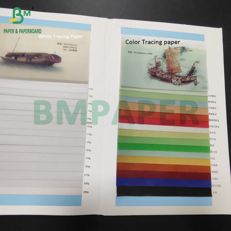 100gsm White & Colorful Translucent Tracing Vellum Paper Roll For Drafting
