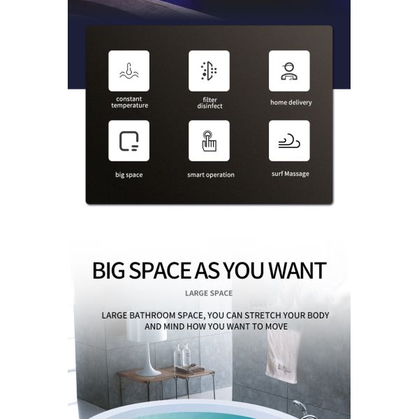 Fashion whirlpool Massage Bathtub Indoor Cheap Bath Tub