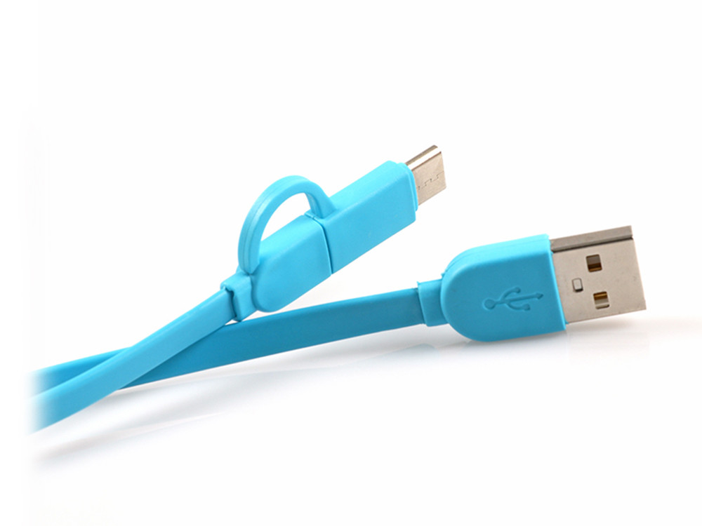 2 In 1 Micro Type C USB Extension Cable 2.1A For Smartphone Length 1M OEM ODM
