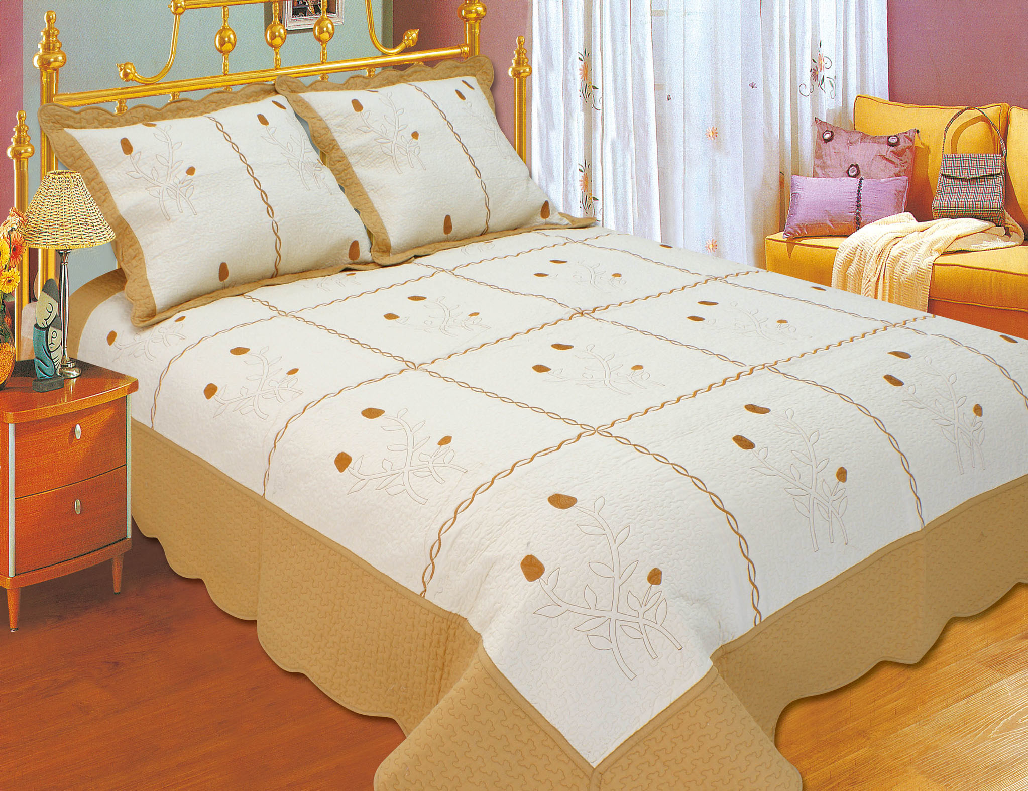 Leaf Pattern Embroidery Quilt Kits With High Standardized Production Line