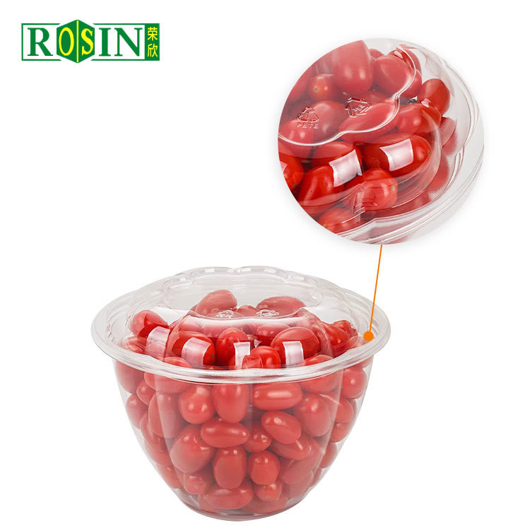 40oz Round PET Plastic Fruit Packaging Disposable Salad Containers With Lid
