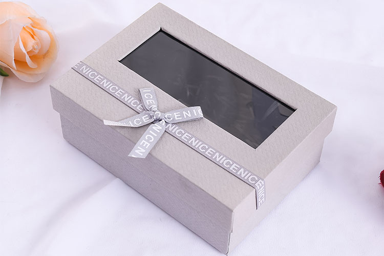 Gift Boxes custom packaging supplies square Velvet Flower Gift Boxes Transparent Window Valentine's Day Cardboard Box