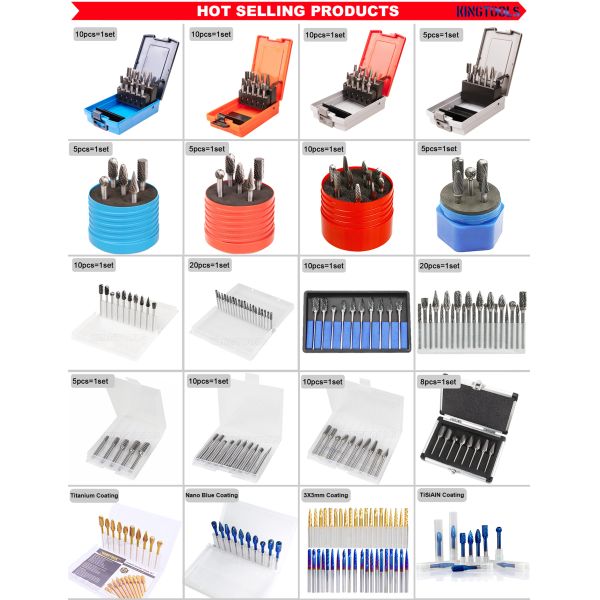 Customized High Quality Power Tools Parts Gold Coated Electric Hardware Grinding Tool Yellow Coating Tungsten Carbide Burrs