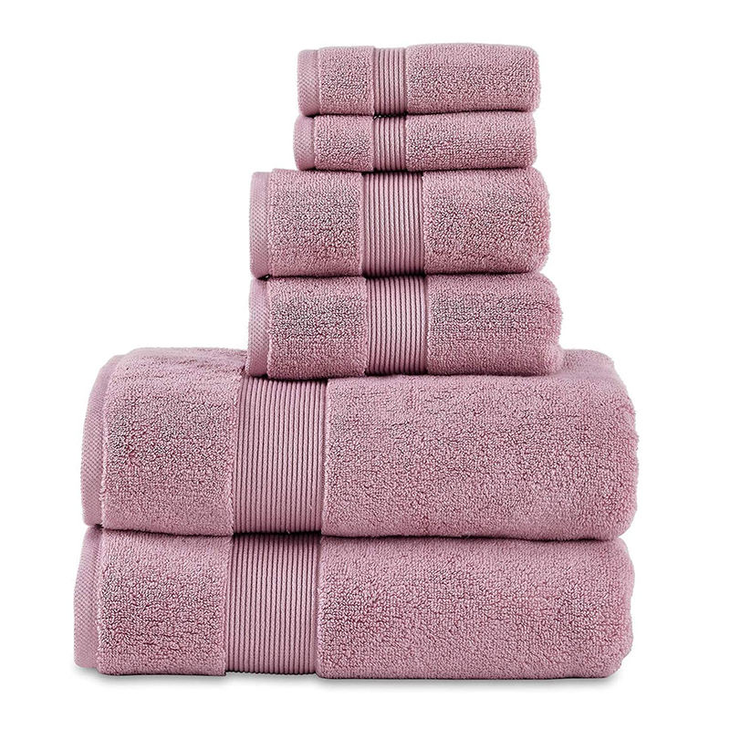 6 Piece Towel Bath Custom Luxury Towel Sets 100% Cotton Rectangle Shape Samples