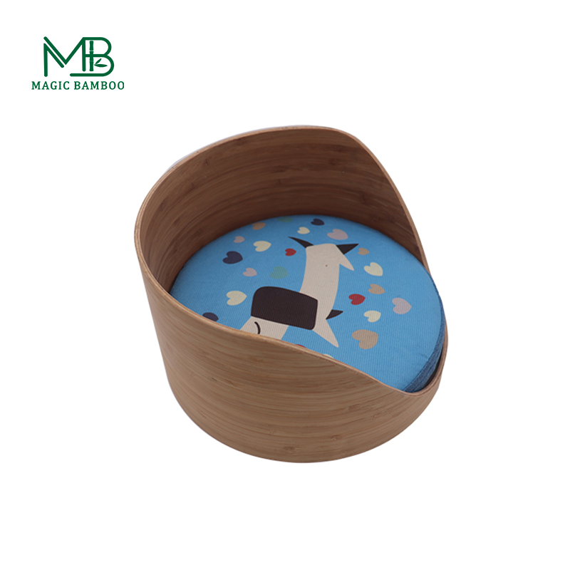 Unbreakable Mattress Bamboo Calming Dog Bed Round 28x28x15cm