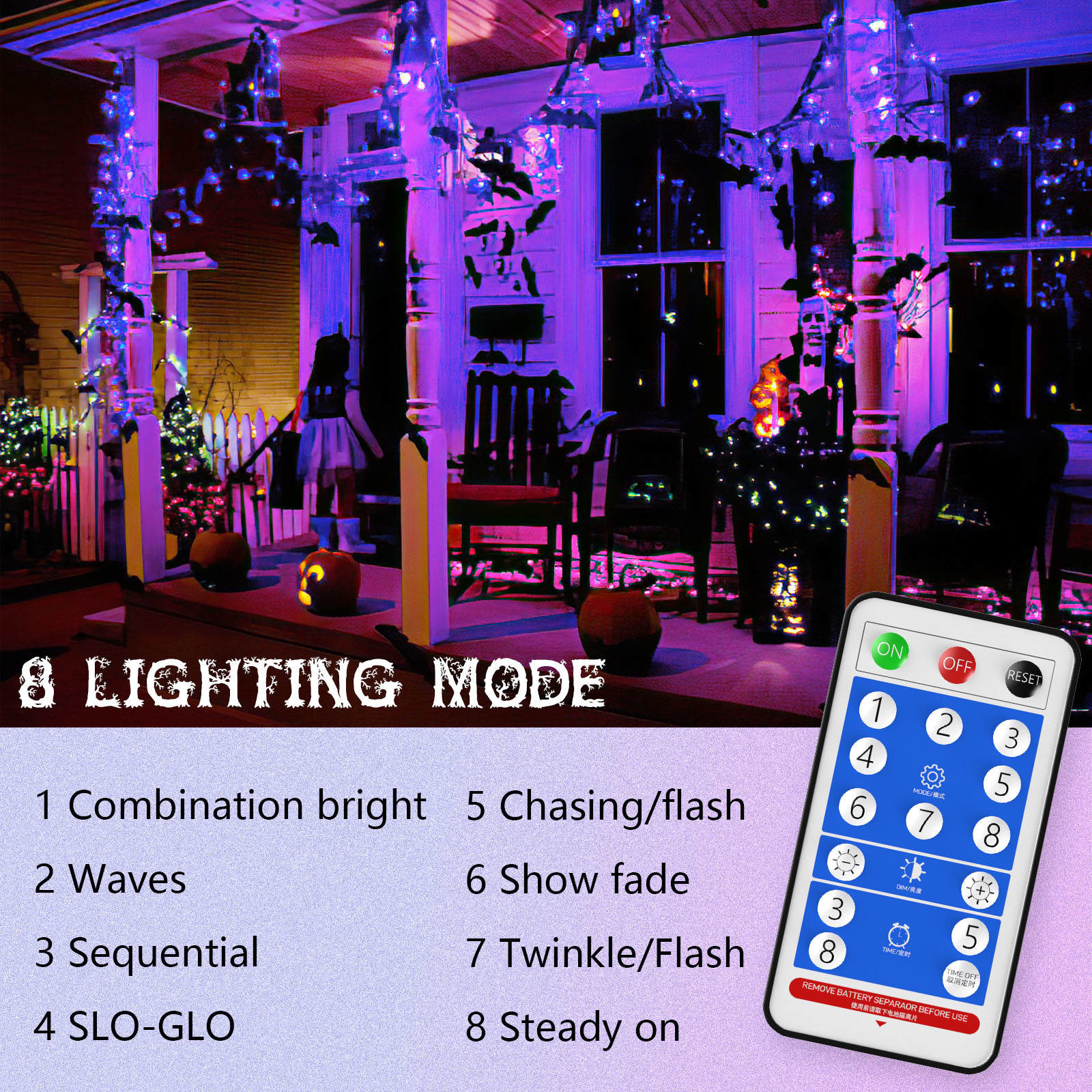 72ft 200 Beads Solar Striming Light Purple SMD0603 For Halloween Decoration