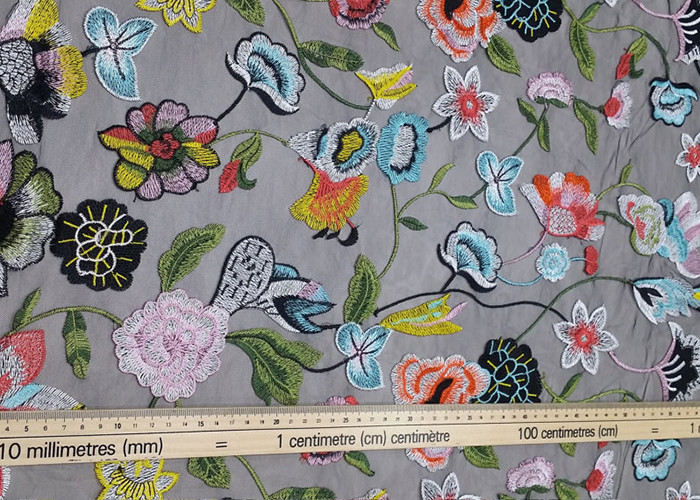 French Floral Multi Colored Lace Fabric For Evening Dress And Lace Lingerie