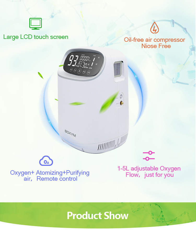 White 5ltr Medical Oxygen Concentrator Remote Control Touch Screen