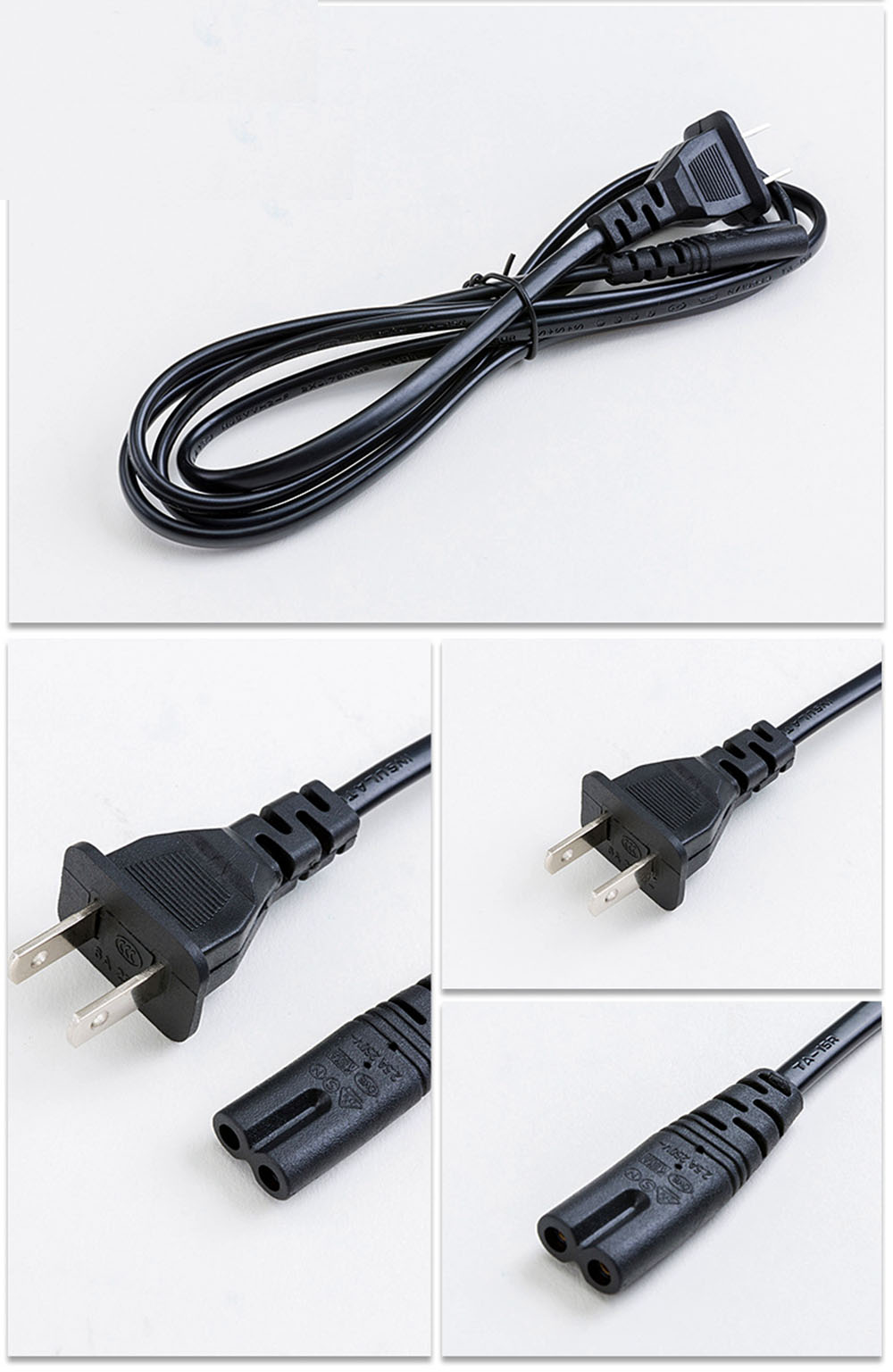 2Pin EU Power Cable 250V 2.5A DC Plug Power Cord IEC Female End