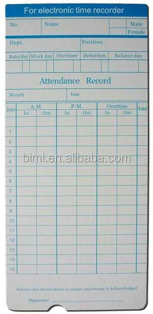 50pcs/ pack Time Cards for time recorder C050 Monthly pay cards Weekly optional Item C050