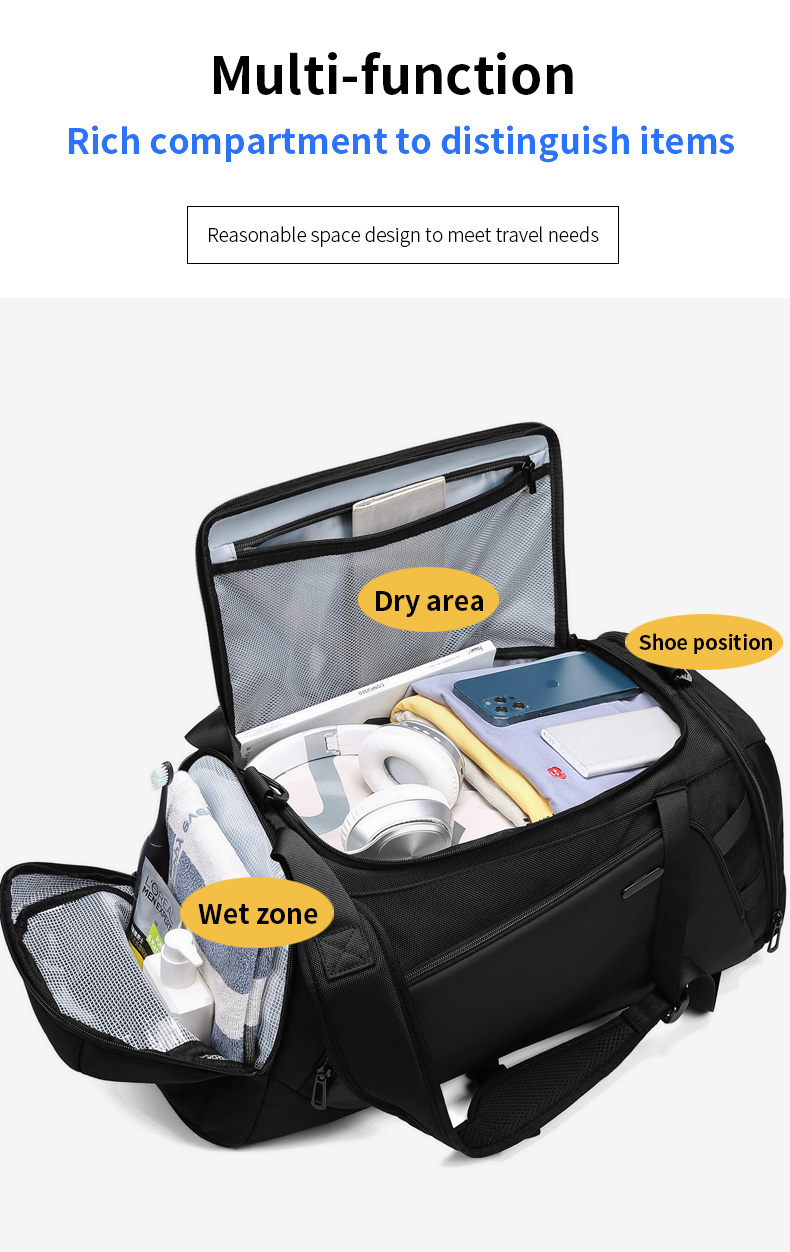 Customization Travel Duffle Bag Multi Function Rich Compartment