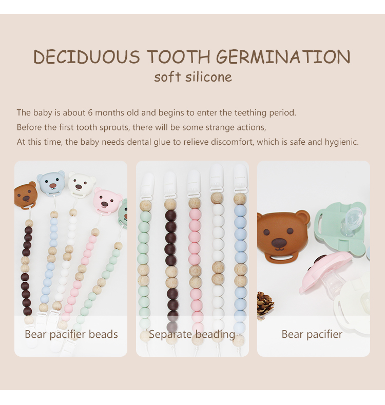Food Grade Silicone Baby Pacifier Chain With Cute Animal panda Shape