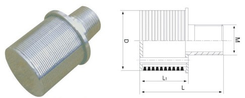 Slot 0.25mm Stainless Steel Screen Filter Nozzle DN53 For Water Treatment