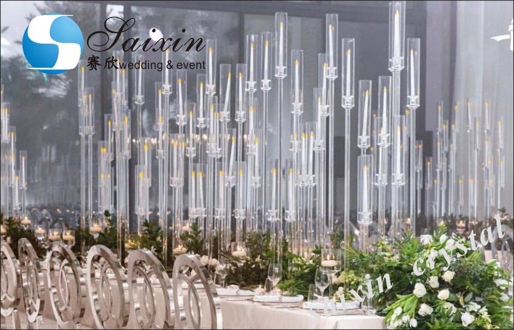 Acrylic Wedding Flower Stand 100cm Gold For Wedding Table Decoration