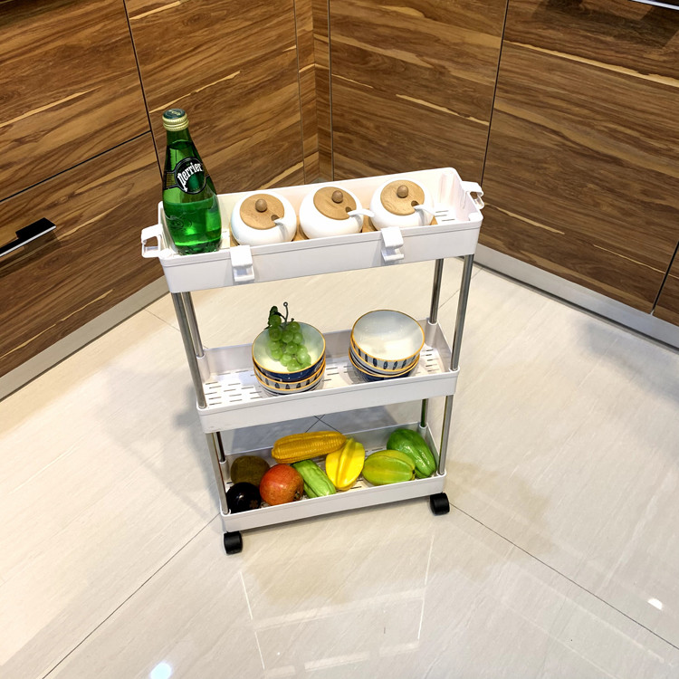 Flexible Narrow Wire Rolling Carts With Fixed Wheels For Tableware Storage Portable