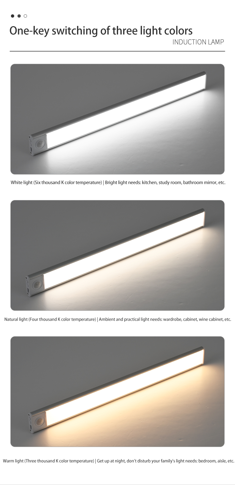 Adjustable Color Temperature LED Motion Sensor Light for Ultra-thin Kitchen Cabinet