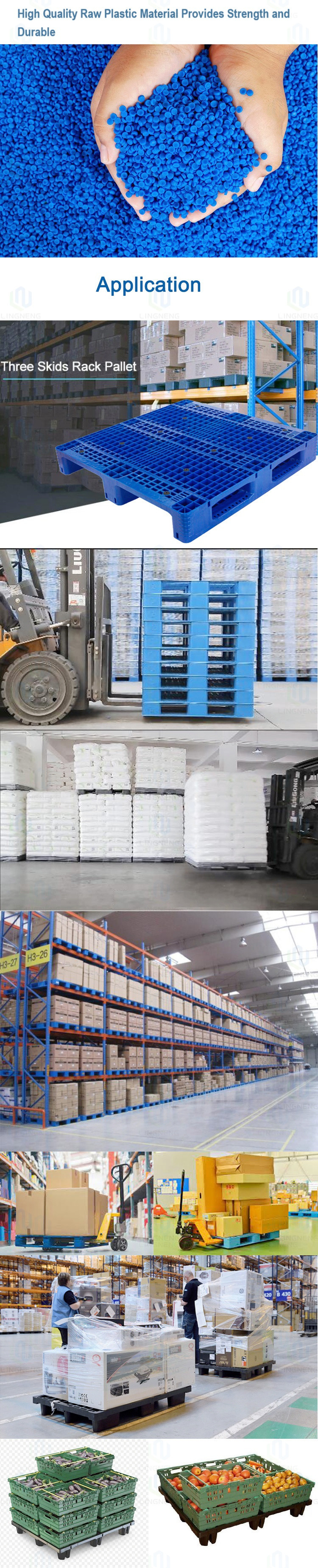 Single Face HDPE Heavy Duty Plastic Pallets Euro Custom Plastic Pallet 1100x1100x160mm