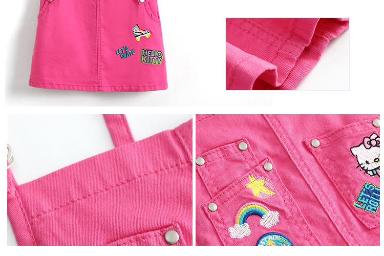 Stretchable Waist Summer Peach Overalls Skirts Sleeveless For 8-16 Years Girls