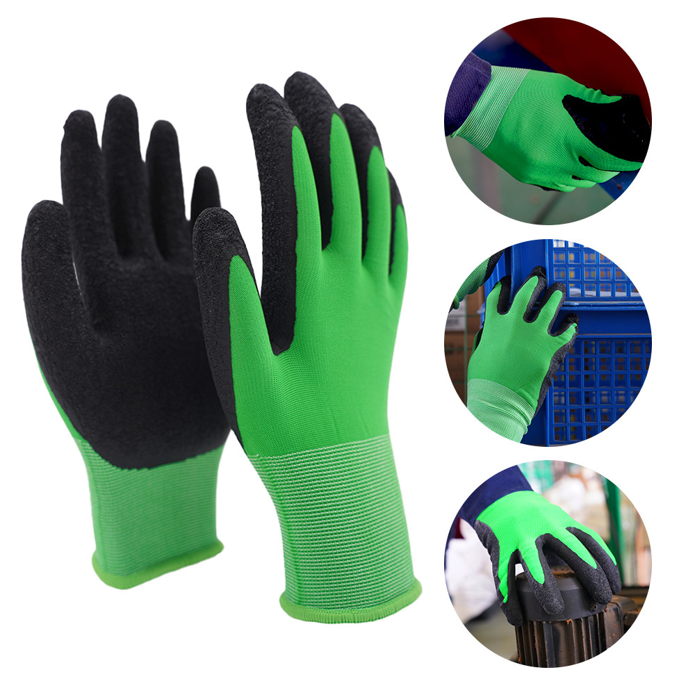 13 Gauge Polyester Crinkle Latex Grip Gloves Anti Slip Abrasion Resistant