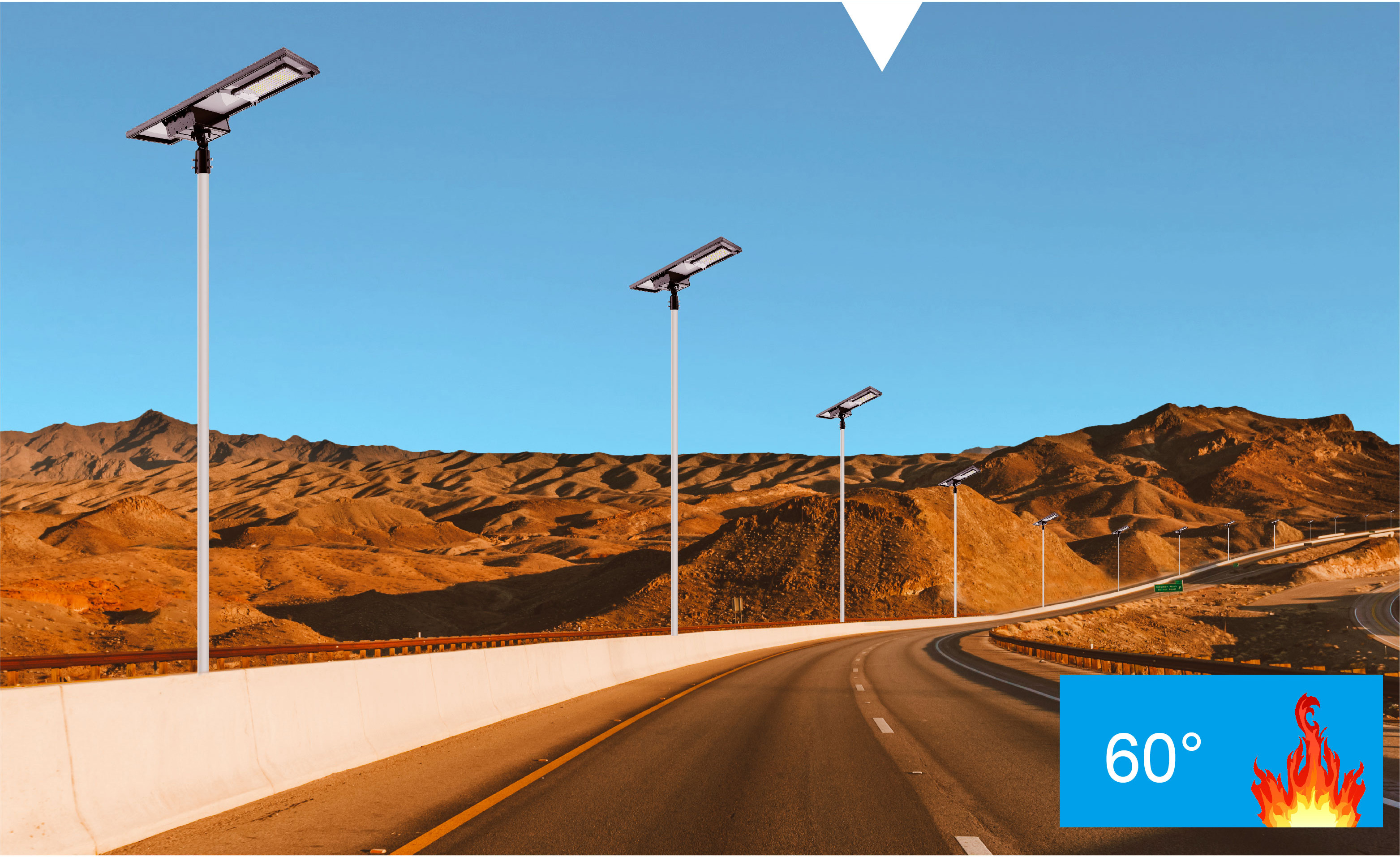 Outdoor Solar Street Lamp , Solar Light 60w Ip65 With LiFePO4 Battery
