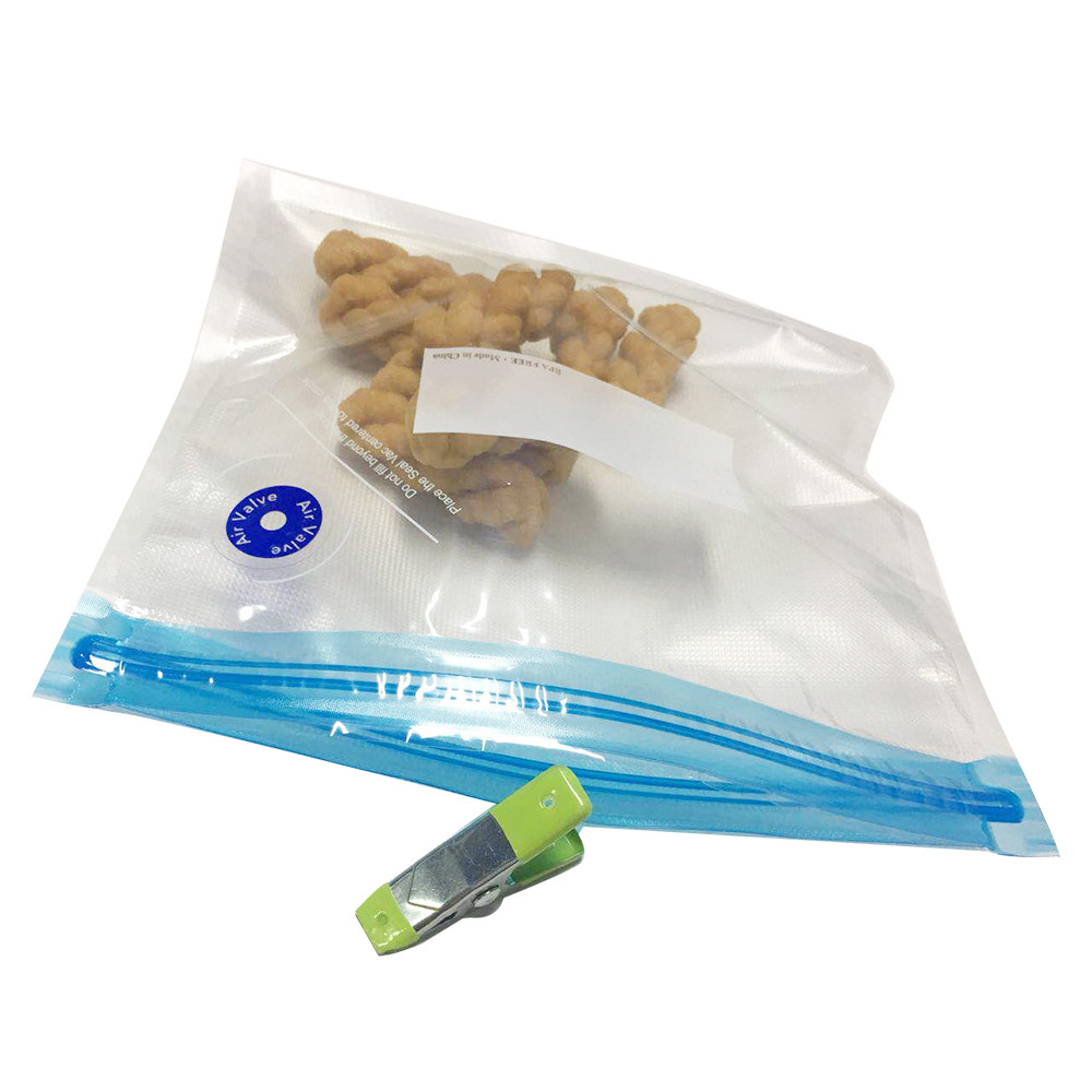 Sandwich Clear Vacuum Seal Bags , 33.9mpa 100UM Xl Vacuum Seal Bags With Air Valve