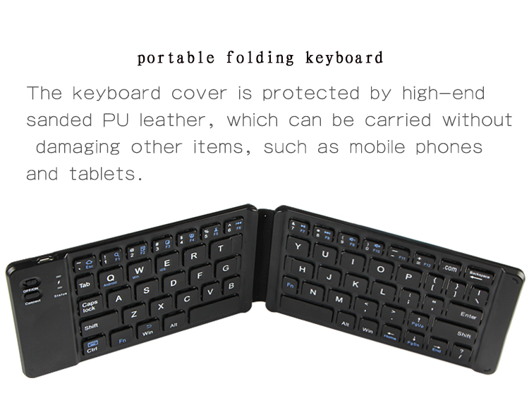 Rechargeable Full Size Folding Keyboard , Folding Wireless Keyboard Compatible IOS Android Windows