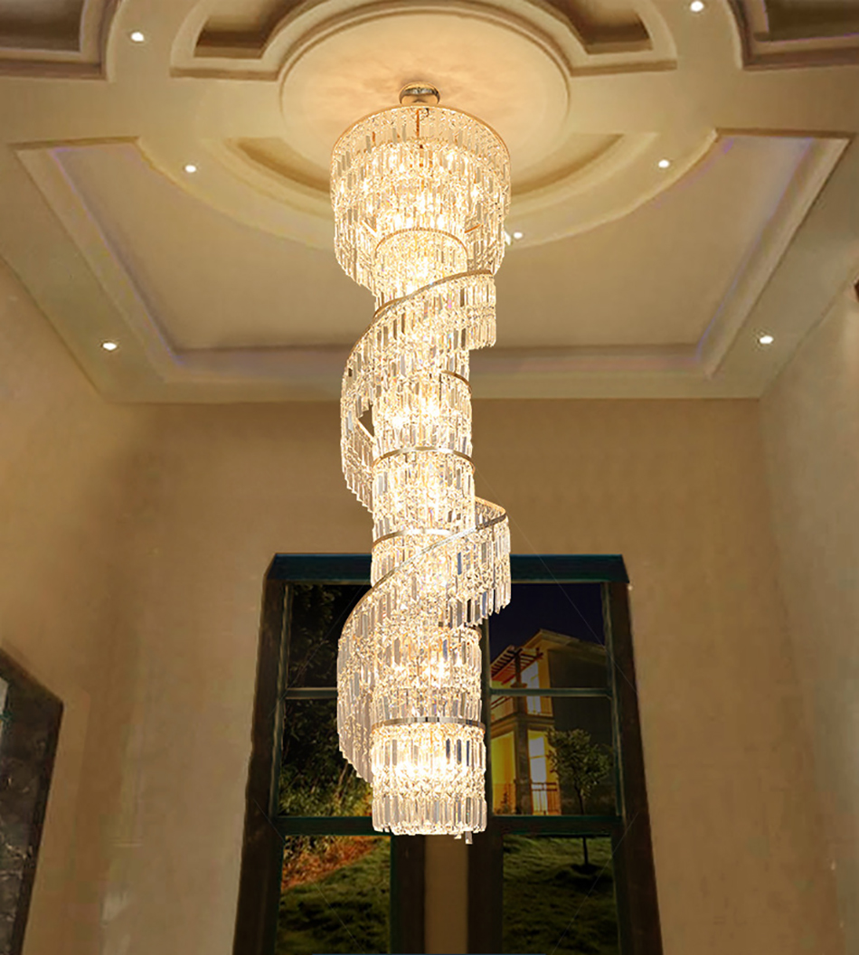 Luxury crystal chandelier duplex building hollow living room lamp large chandelier(WH-NC-91)