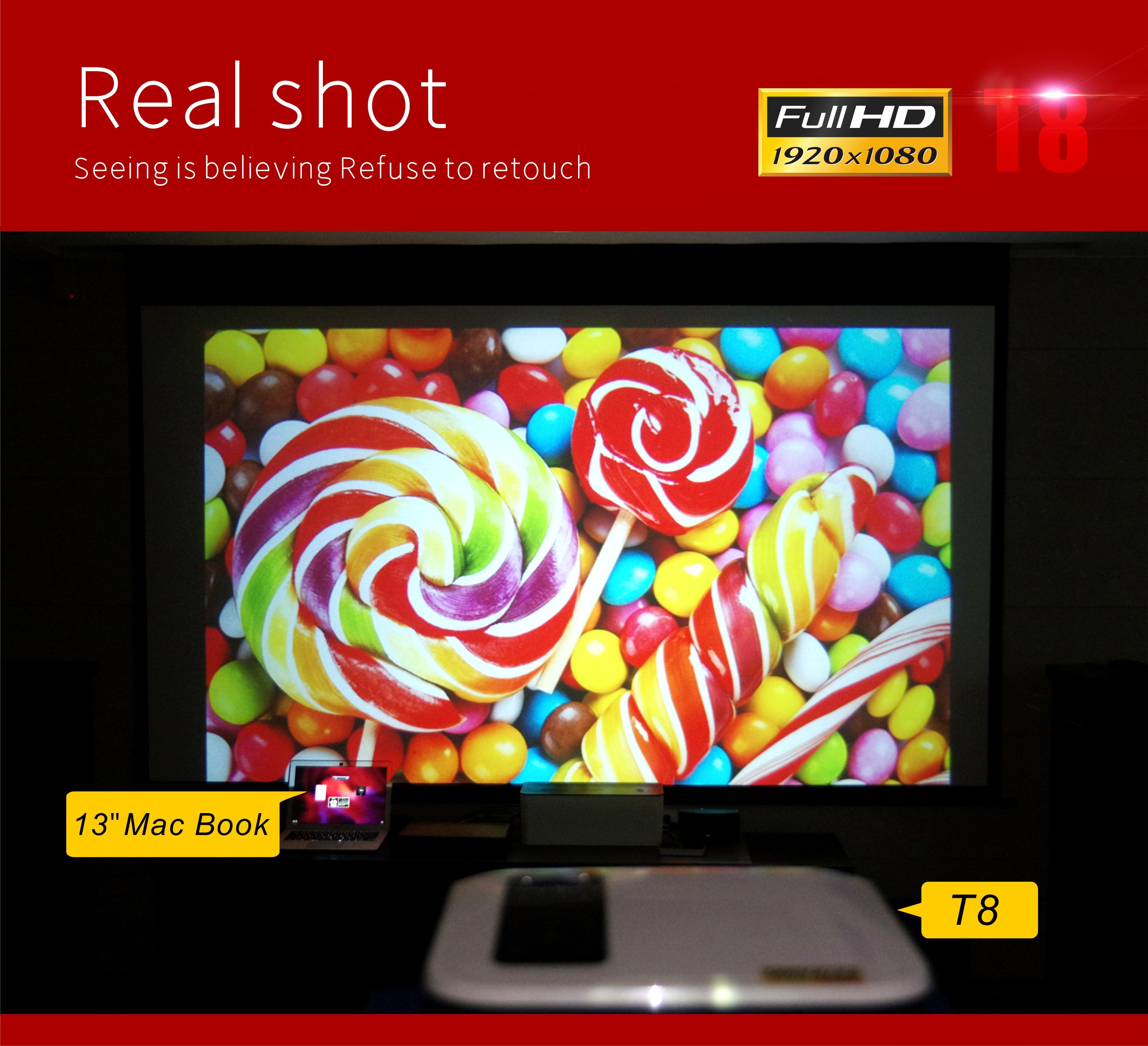 Android Led Multimedia Projector 1080p Full HD Mini LED Projector T8